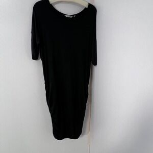 Athleta Solstice Ruched Tee Dress XL Style 66541 Dolman Sleeve Midi Wool Blend